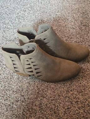 Soda Taupe Cutout Ankle Booties